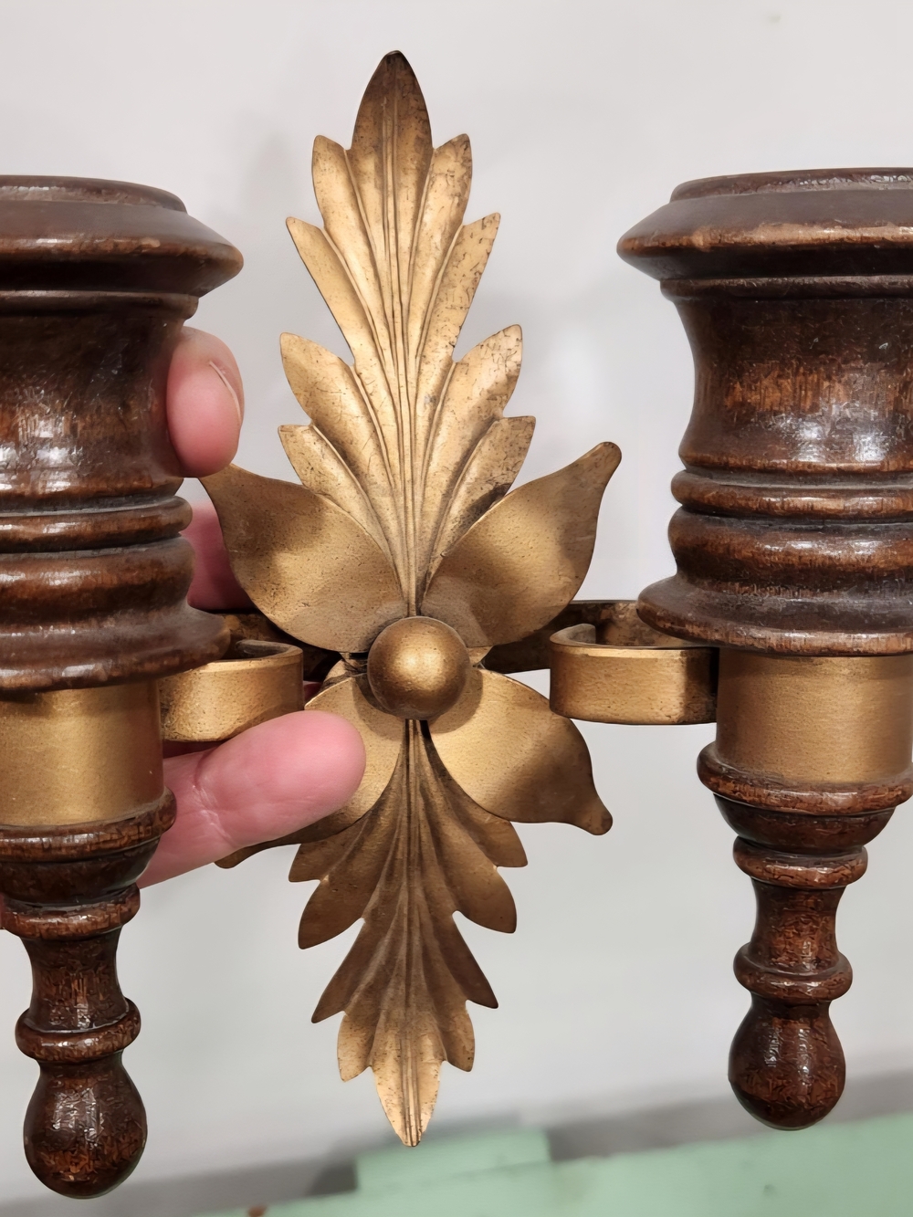 Gold Floral Double Candle Wall Sconce by